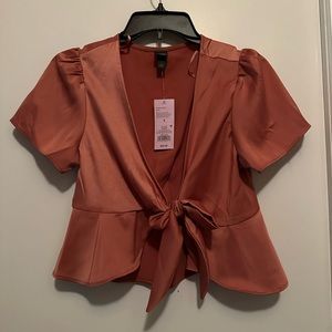 Wild Fable Pink Satin Crop Top